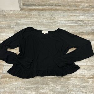 Black la hearts long sleeve with ruffle at bottom